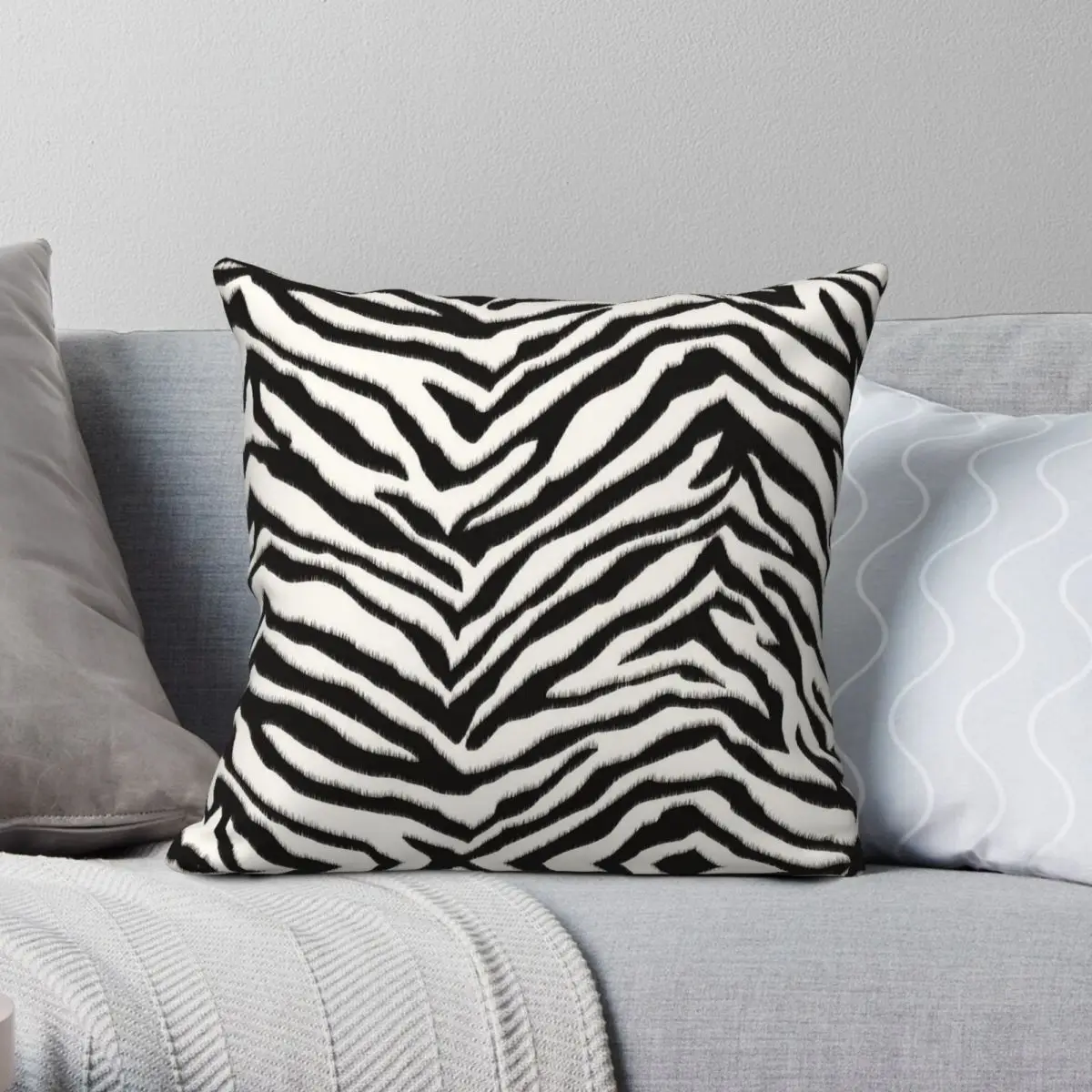 Zebra Faux Hide Square Pillowcase Polyester Linen Velvet Printed Zip Decor Throw Pillow Case Sofa Seater Cushion Cover 18