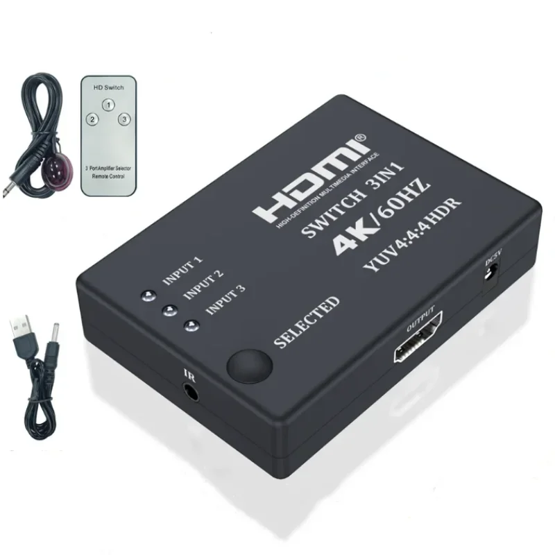 Interruptor HDMI 3 en 1, divisor de vídeo para ordenador portátil, PC, Xbox, PS3/4/5, TV Box para Monitor, adaptador de proyector de TV, 4K, 60Hz