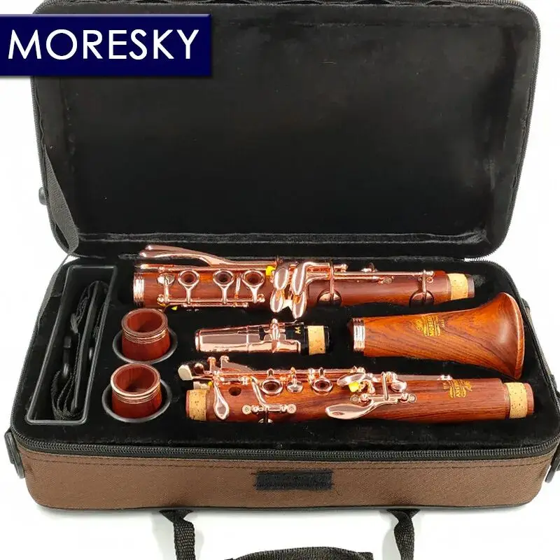 MORESKY Professional Clarinet Rosewood Bb /Rose Gold-Plated Key Klarnet M16