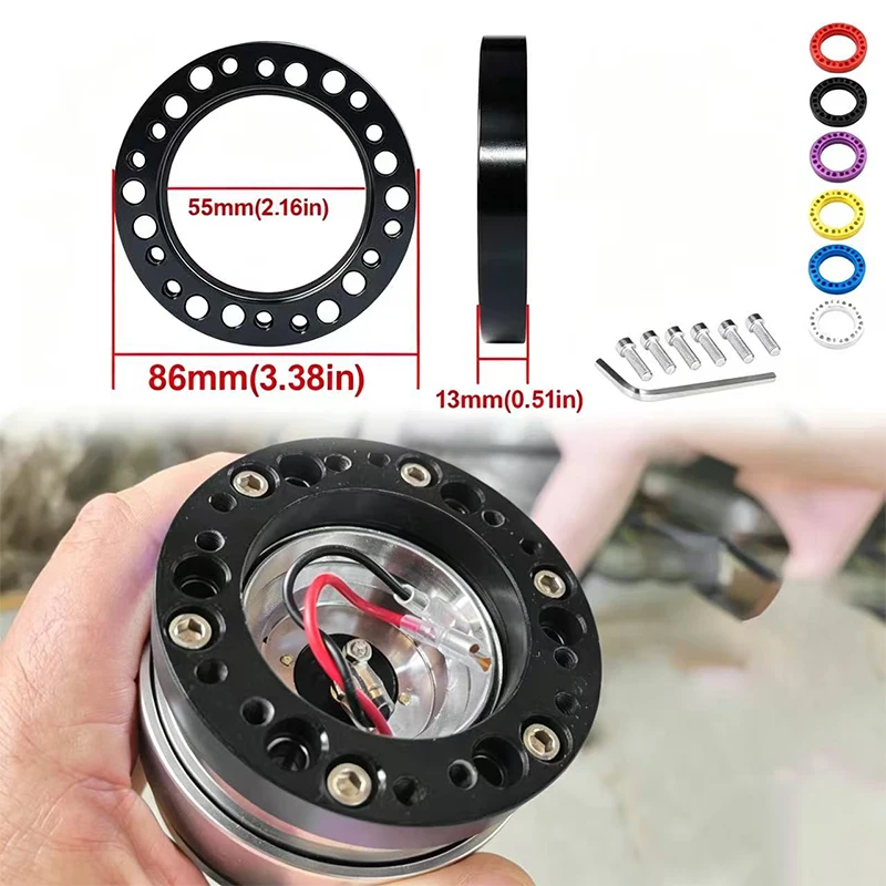 New Steering Wheel HUB 1/2 INCH Spacer Steering Wheel Hub Boss Kit Adapter Spacer 13mm 24Hole Car Steering Wheel Adapter Plate