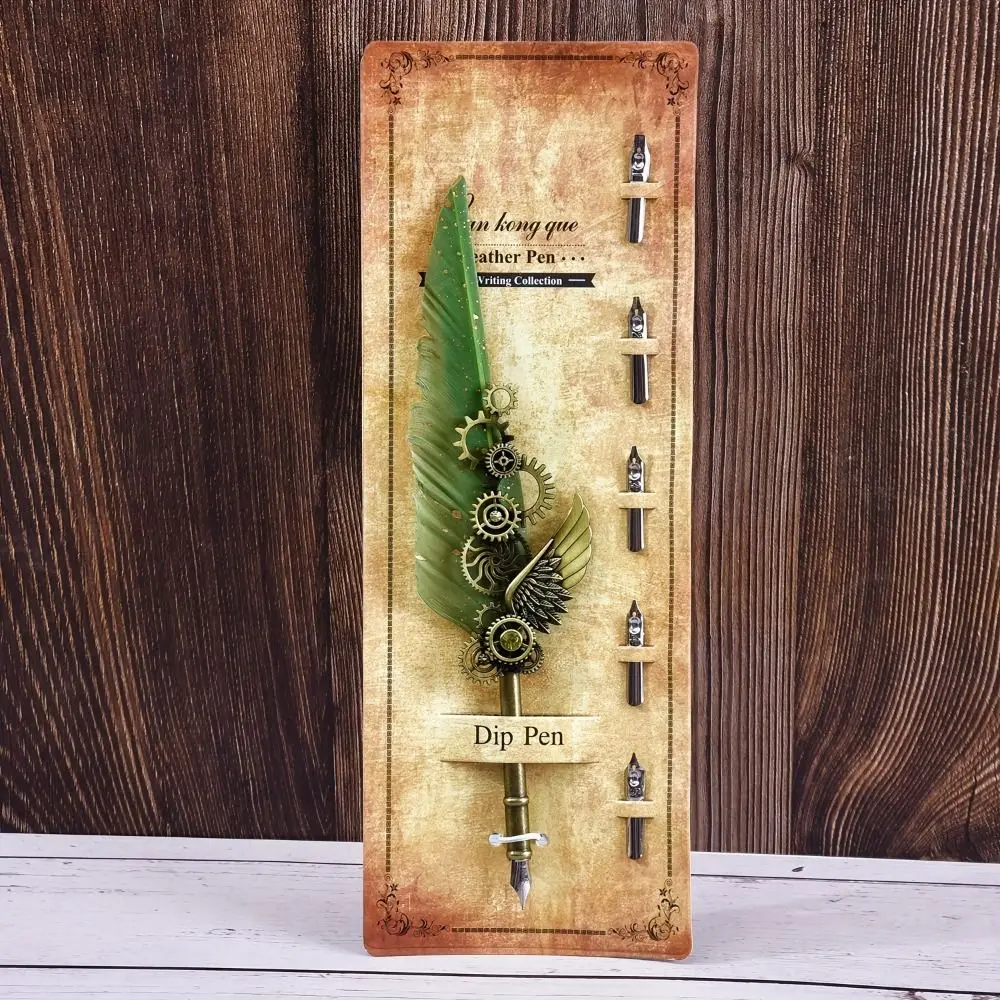 الرجعية الشرير انخفض في المياه القلم النمط الأوروبي استبدال 5 بنك الاستثمار القومي المعادن قلم توقيع خمر قلم حبر فاخر قلم ريشة #4