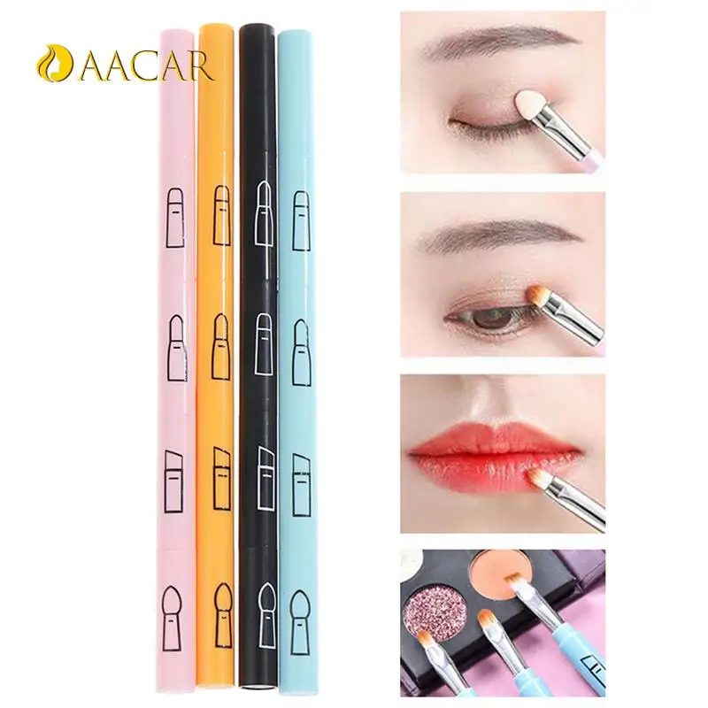 4 In 1 16.2cm Portable Makeup Brush Mini Eyeshadow Lip Brushes Detachable Cosmetic Pen Brushes Portable Professional Beauty Tool