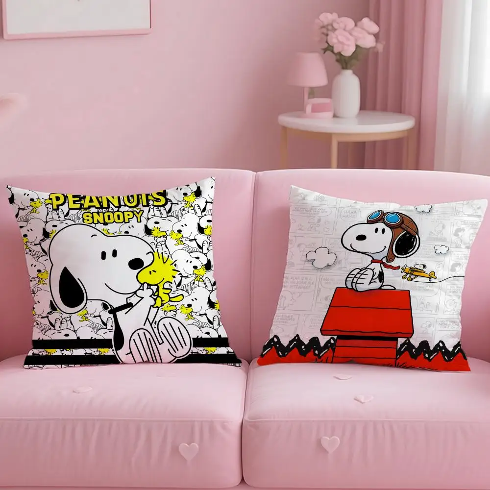 كيس وسادة سنوبي لطيف قصير من القطيفة بطباعة مزدوجة الجوانب يمكن غسلها في الغسالة في غطاء وسادة شتوي دافئ #4