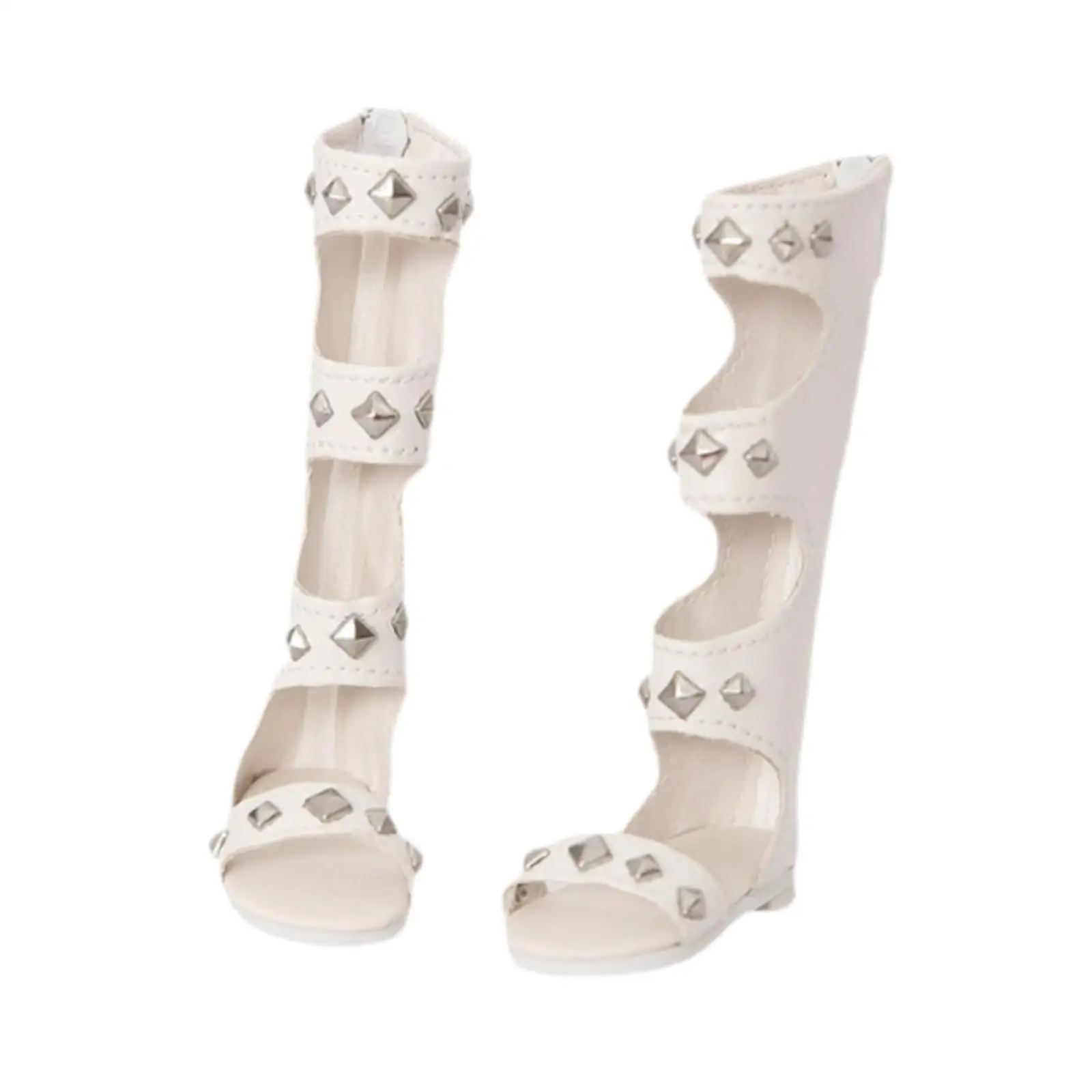 1/4 BJD Doll Shoes Open Toe Dress up High Sandals White Gladiator Doll Boots