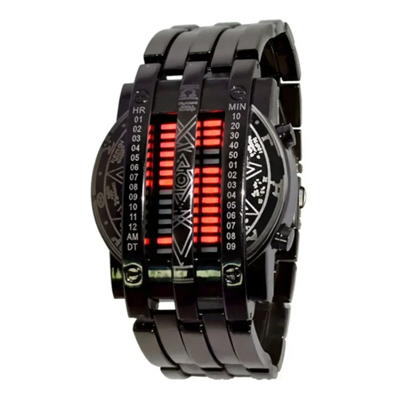 2024 Luxury Man Watches Fashion Popular Brand Sport Men Women Creative Stainless Steel LED Date Bracelet Watch Binary Wristwatch