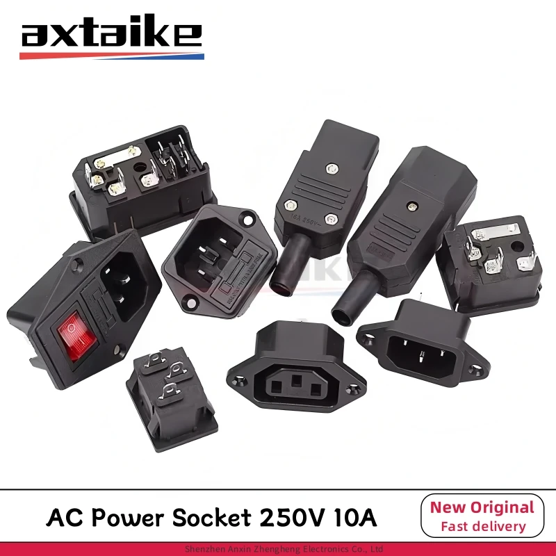 

2PCS AC Power Cord Plug Socket Female Male Extension Cable AC-01/02/03/04/05/06 3 Pin Core 10A 250V Pure Copper With Switch Fuse