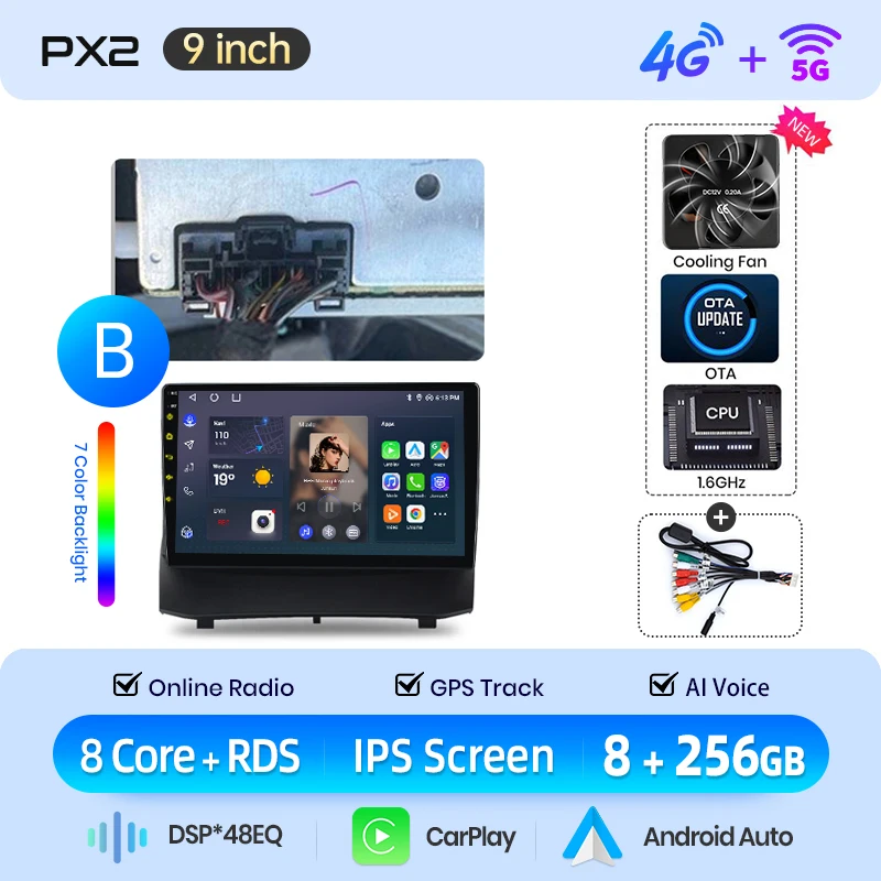 AWESAFE Draadloze CarPlay Android Auto Radio voor Ford Fiesta Mk 6 2009 2010-2013 Auto Intelligente Systemen RDS GPS FM BT DSP SWC