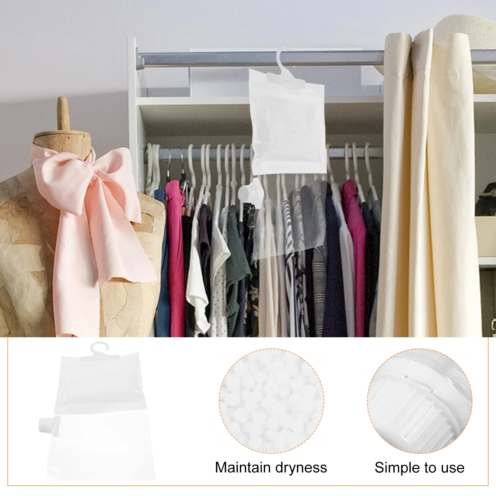 

10Pcs Moisture Absorber Hanging Bags Dehumidifier for Home Boat Closet Dry Storage Efficient Reusable Desiccant Gel