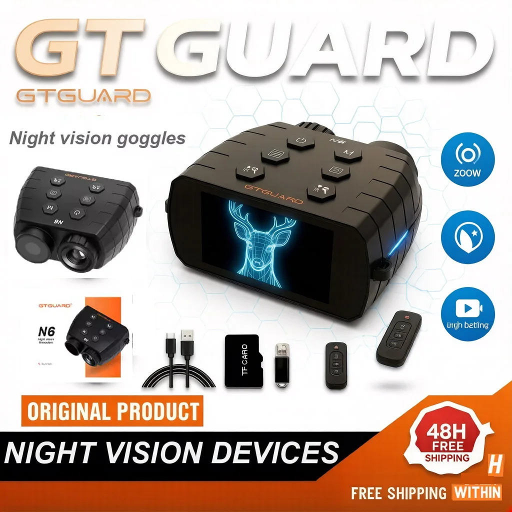 

Бинокль ночного видения GTGuard N6 5x с видеозаписью, ИК-подсветкой 300 м для охоты, кемпинга и наблюдения в темноте