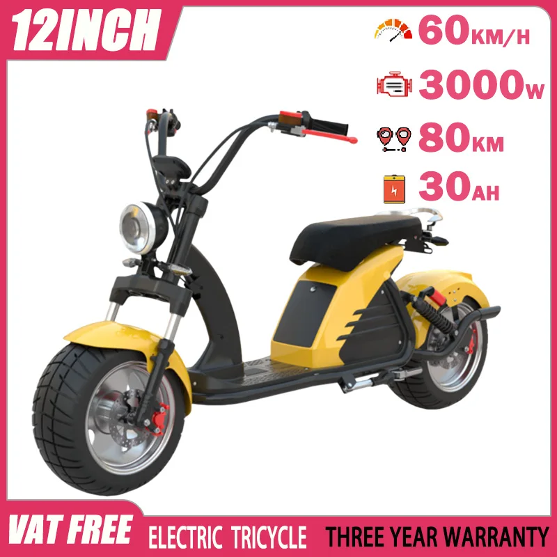 New Electric Scooter Adult Off-road Mountain 3000W60V30AH Electric Bicycle Electric Motorcycle 12Inch Fat Tire Mobility Scooter