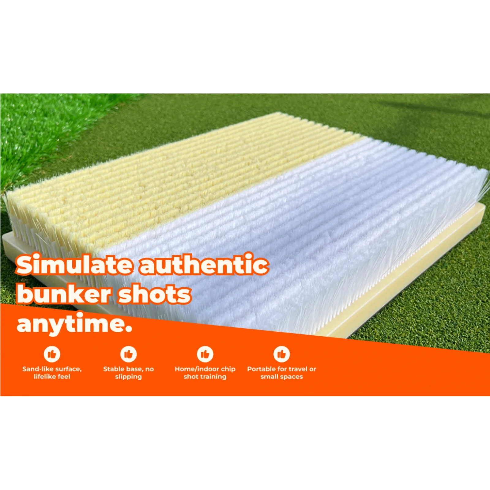 Realistic Golf Bunker Practice Mat for Indoor Outdoor Chipping Drills with Durable Nylon Brush Turf