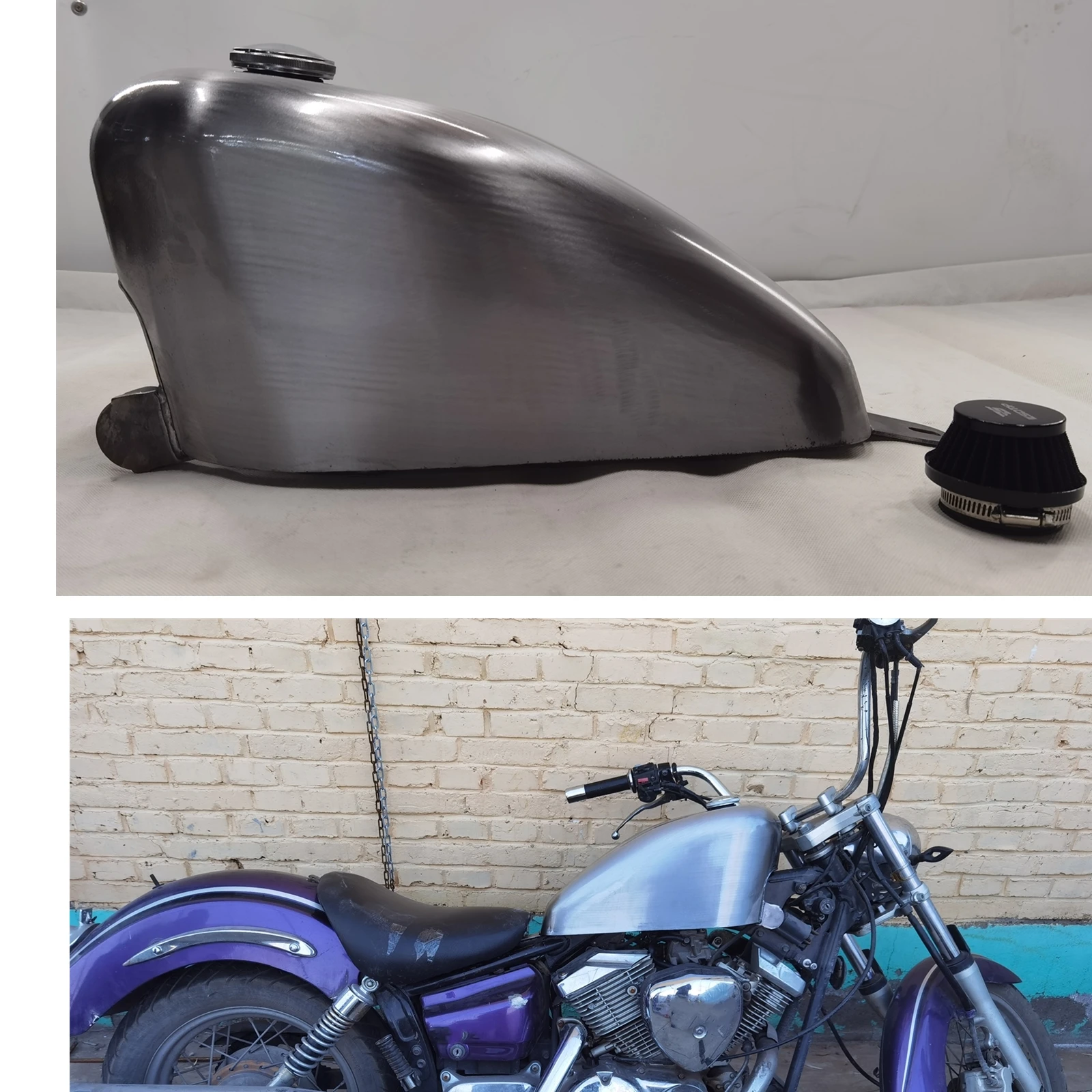 

For YAMAHA DRAGSTAR 250. 12L Unpainted Silver Petrol Gas Fuel Tank W/ Cap