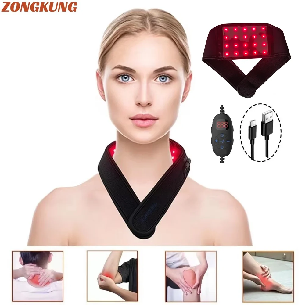 Red Light Belt for Neck,Wrist,Arms,Chin,Waist Massager Relief Fatigue Wearable Wrap Relax Muscle Device USB Plug-in 660&850nm