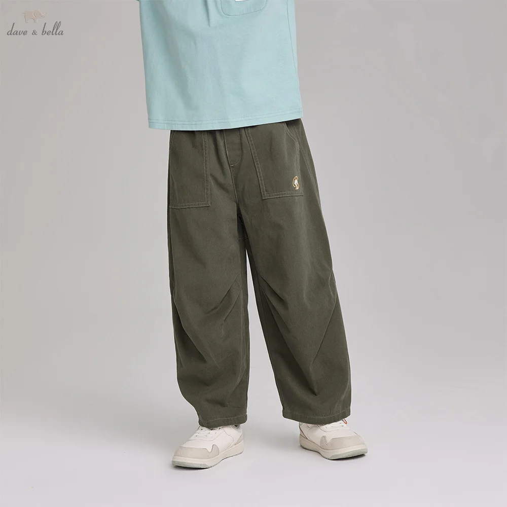

Dave Bella, детские хлопковые штаны, осенне-зимние комбинезоны, теплые брюки для мальчиков, повседневная верхняя одежда с эластичной резинкой на талии, детская одежда DK3252631