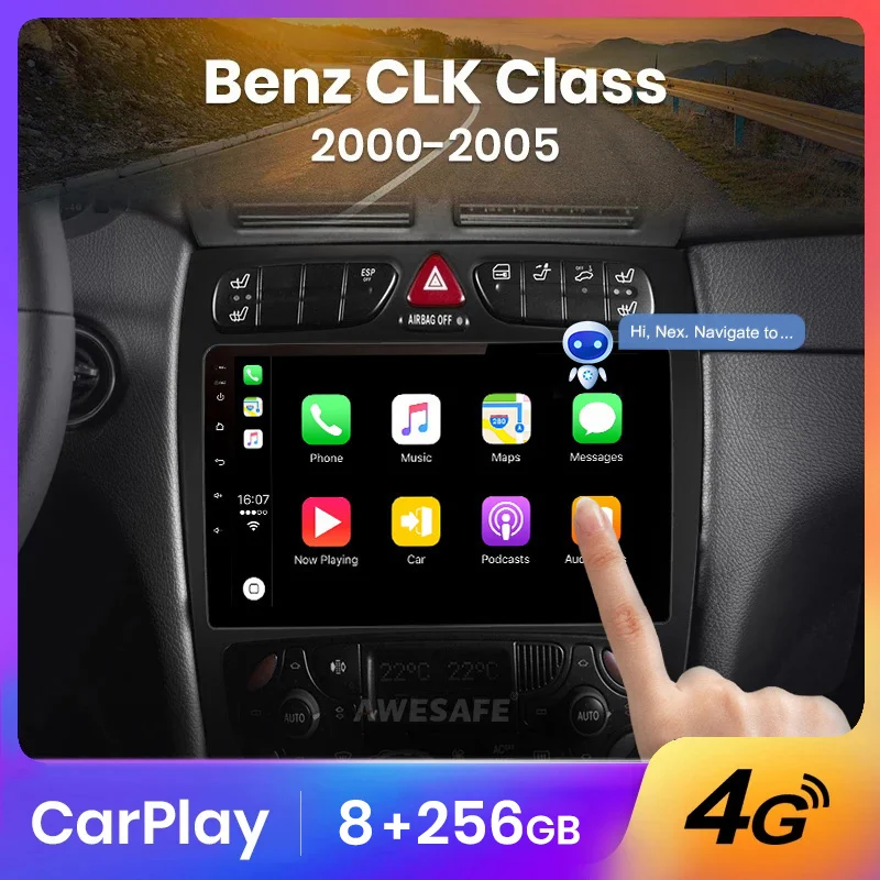 AWESAFE Wireless CarPlay Autoradio for  Benz CLK Class 2000-2005  Car Radio Multimedia Player Android Auto Stereo GPS