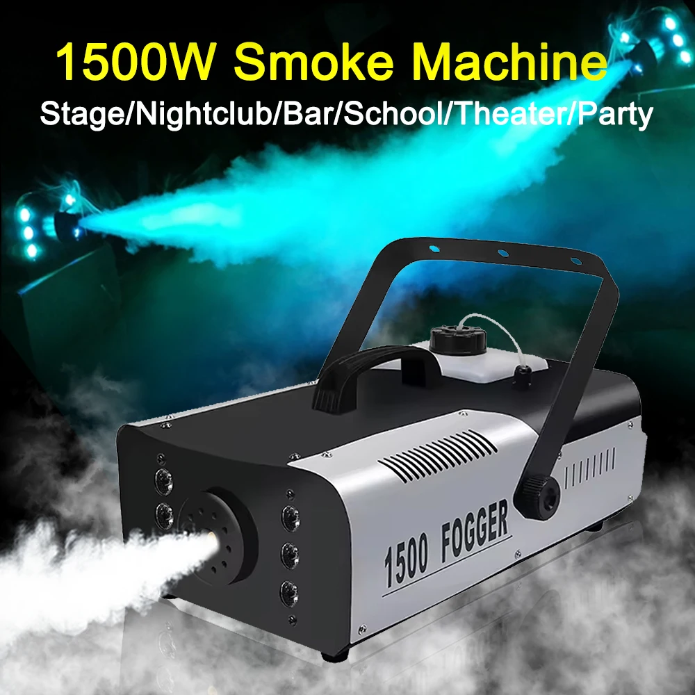 

1500W LED Fog Smoke Machine Remote Control stage effect Fogger Generator Professional Equipment For Wedding DJ Disco Party Bar