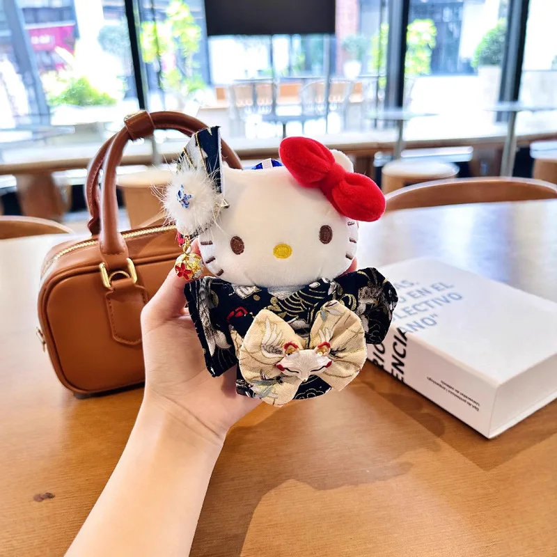 

13CM cartoon Hello Kitty cosplay kimono style plush doll keychain PP cotton stuffed kawaii schoolbag pendant decoration Gift