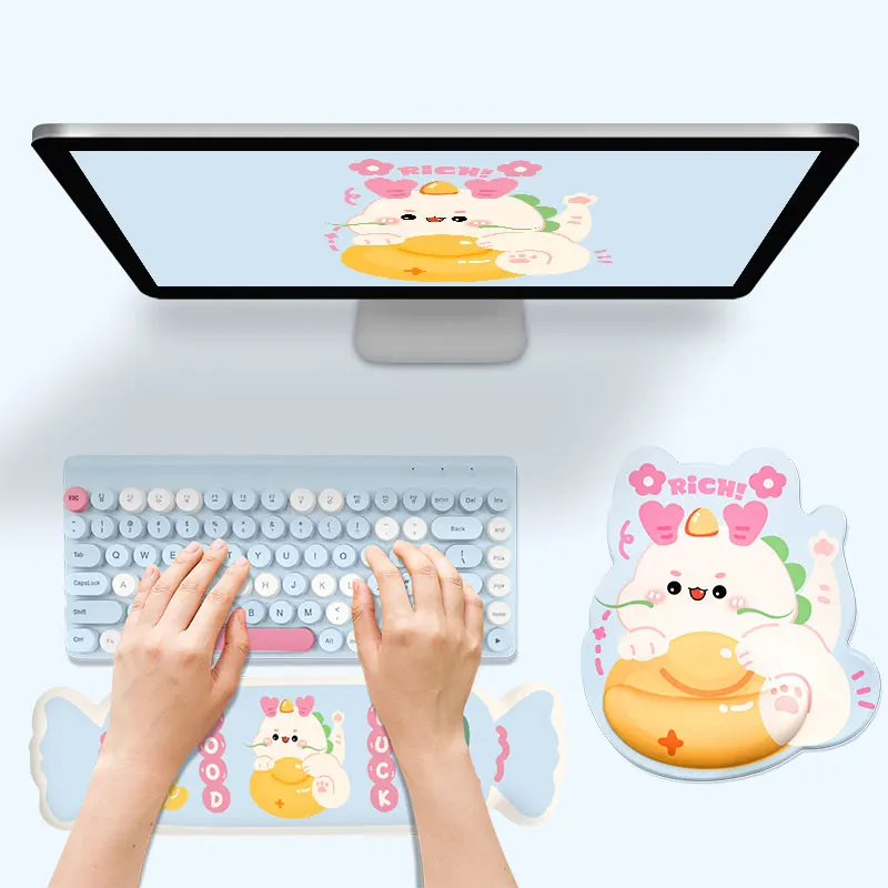 Creative New Year Cartoon Treasure Little Dragon Mouse Pad Wrist Rest Silicone Protection Ergonomic For Girls Office Home