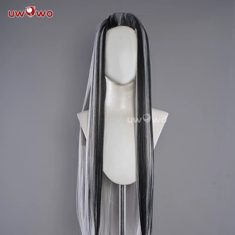 UWOWO Monster High Cosplay Frankie Stein 1 Cosplay Wig Black Silver 90CM Long Hair Heat Resistant