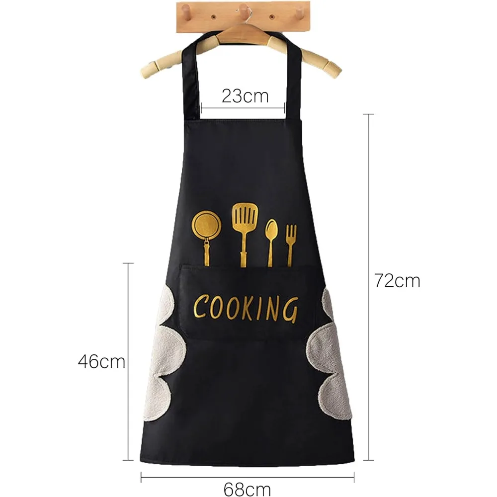 Delantales de Chef para hombres y mujeres, delantal de cocina de alta calidad con bolsillos para toallitas de mano, impermeable para cocinar y