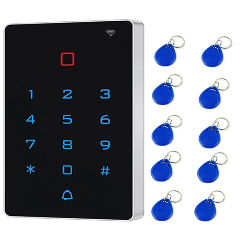 

Retail Waterproof Wifi Tuya App Backlight Touch 125Khz RFID Card Access Control Keypad WG 26 Output Anti-Disassembly Alarm