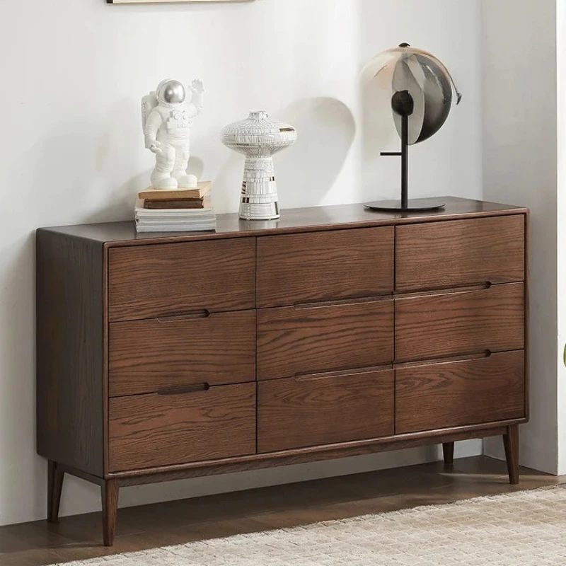 

Комод из цельного дерева в скандинавском стиле ретро, современный минималистичный шкафчик для дома, спальни