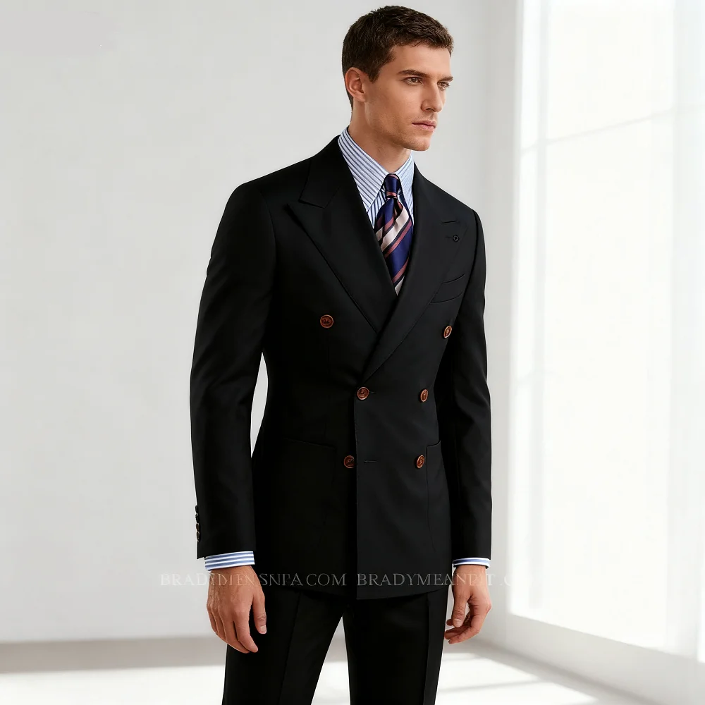 

Мужской розовый двубортный терно-костюм из двух предметов, куртка и брюки, классическая официальная одежда для деловых мероприятий Moda De Negócios