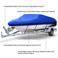 210D Universal Trailerable Boat Cover Rain Waterproof Sun Proof Boat Cover 11ft - 22ft  Fishing Ski Bass Speedboat V-Shape