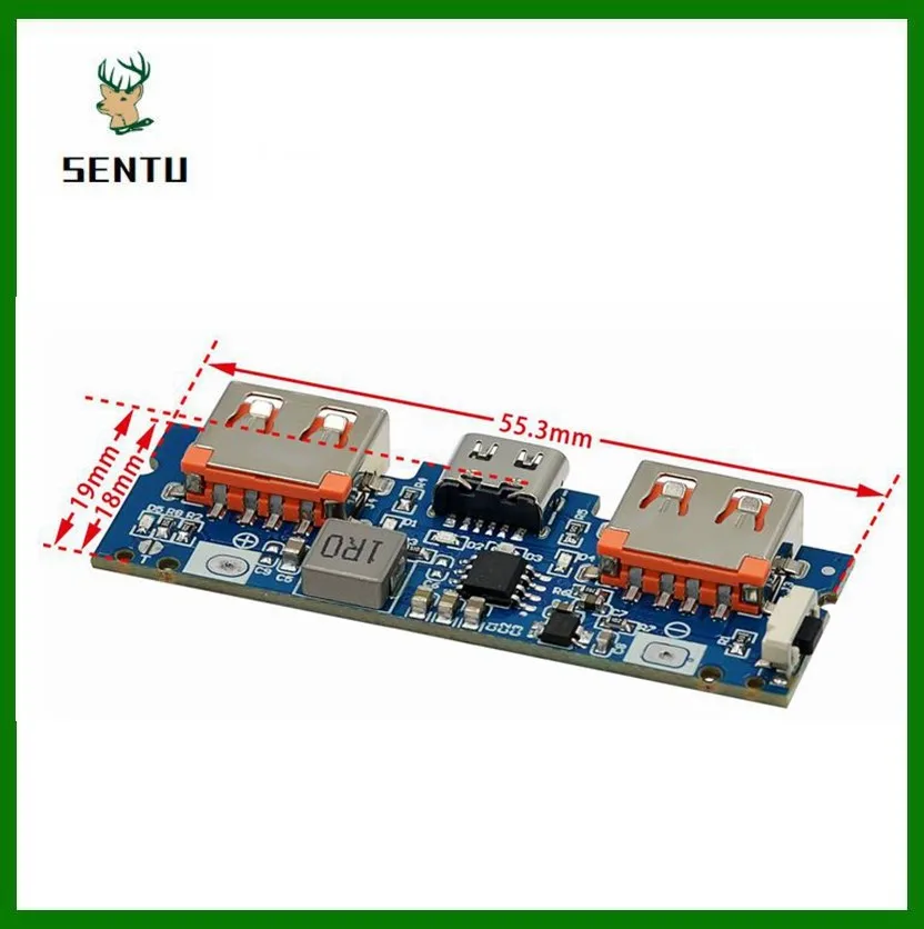 Placa de cargador de batería Micro/tipo C, USB 5V, 2.4A, Dual USB 18650 Boost, accesorios de Banco de energía móvil para teléfono DIY