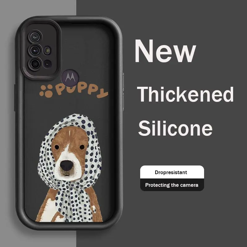 G10 Puppy Silicone Phone Case For Motorola Moto G84 64 54 53 34 30 24 22 20 14 G04 S Shockproof Protection Back Cover