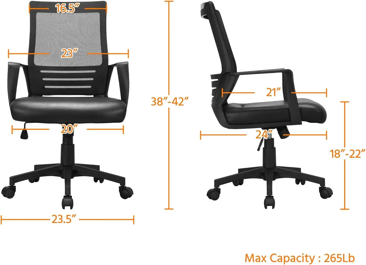 

Yaheetech Ergonomic Office Chair Leather Seat And Mesh Back Computer Chair Executive Chair Mid-Back Rolling Swivel Chair With