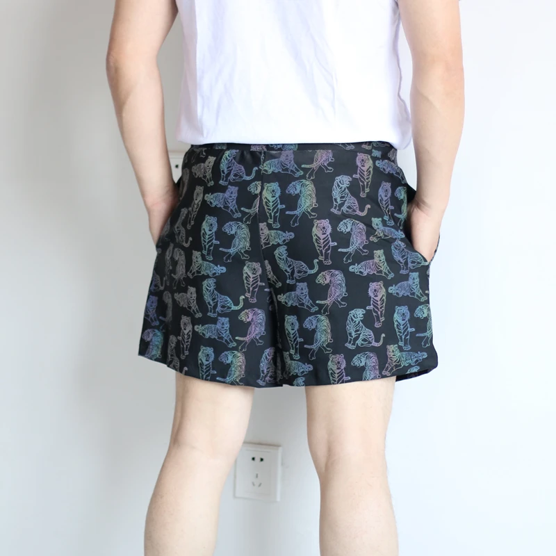 2025 new summer colorful tiger reflective men's sports summer vacation clothes  harajuku loose technology men's clothing