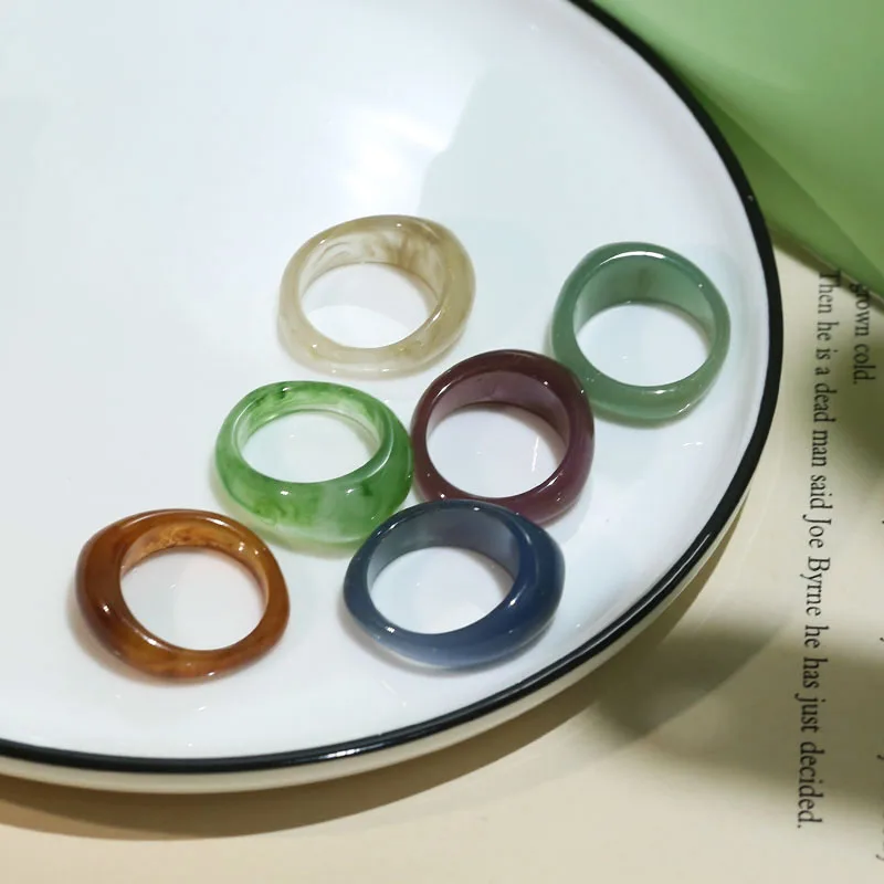 

10 шт., винтажное кольцо из смолы Morandi, летняя ниша, дизайн Ins Tide, ретро, простой круг, крутое ветровое кольцо, женские подвески для изготовления ювелирных изделий