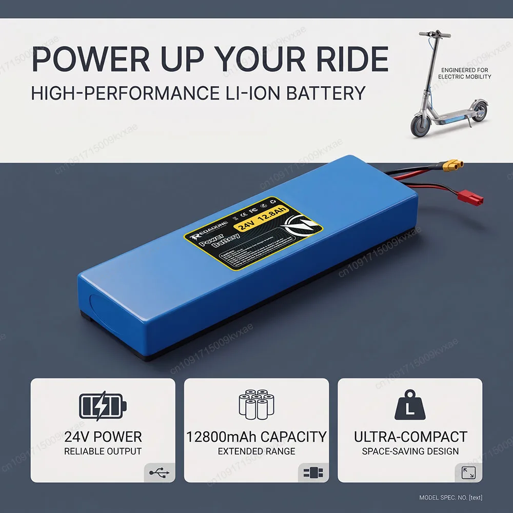 24V 12.8Ah 7S2P 18650 Li-ion Battery Pack 29.4V 12800mAh with BMS Shockproof for Electric Scooter E-Bike Bicycle Power Tools