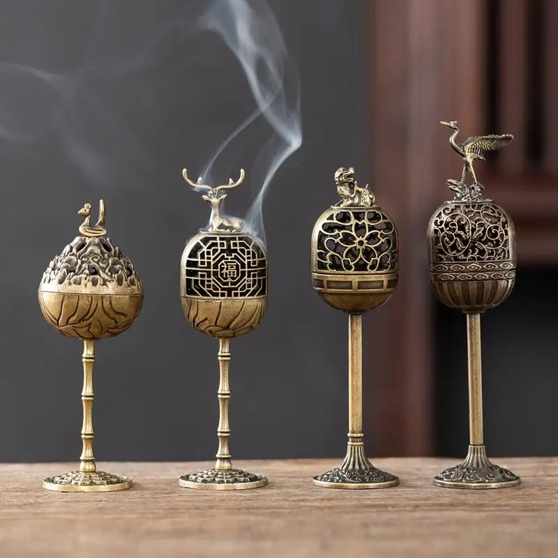 Alloy Hollow Aromatherapy Deer Crane Incense Burner Indoor High-foot Stove Office Tea Room Decoration Incense Burners