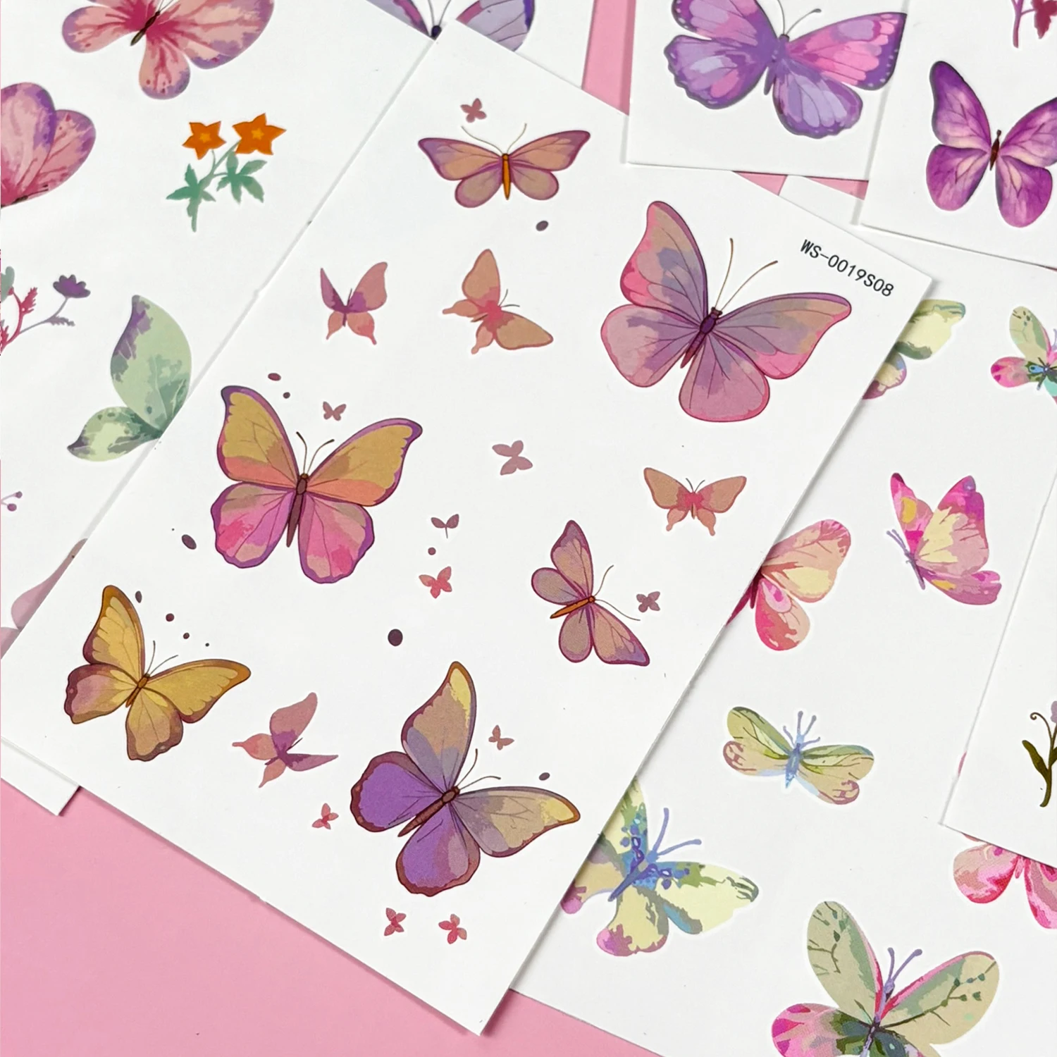 10pcs Pink-to-purple Gradient Temporary Tattoos Stickers Dreamy Crescent Moon Fairy Fake Tattoos Flower Star Body Art Stickers