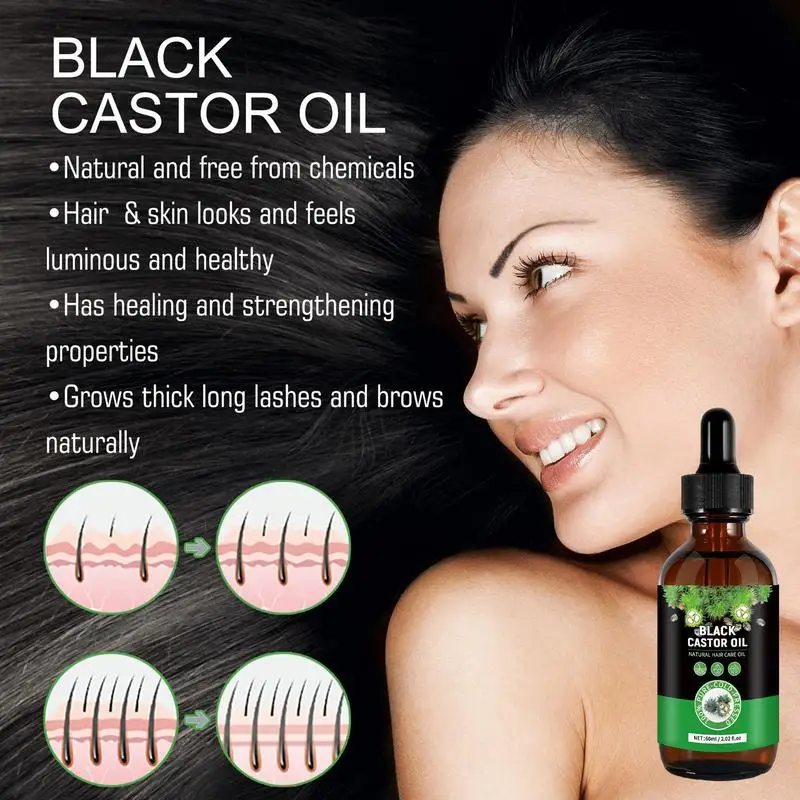 

Natural Black Castor Hair Growth Essential Oil Scalp Massage Hair Loss Prevention Regrowth Liquid Hair Repair Essence Serum