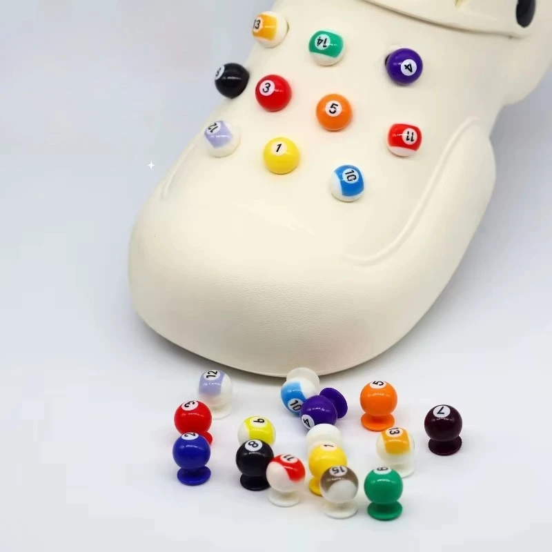 15pcs/Set Hot Sale DIY Hole Shoes Charms For Creative 3D Billiards Buckle Charms Designer Quality Garden Shoe Decoration Gift