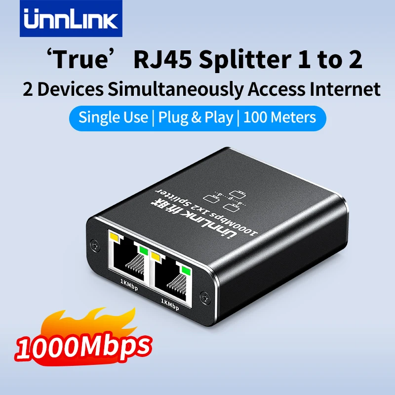 

Сетевой разветвитель Unnlink, 1000 Мбит/с, 1–2 Rj45, Lan Ethernet-адаптер, концентратор, гигабитный интернет-разъем для маршрутизатора, телеприставки, ПК