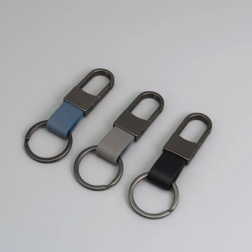 Alloy Leather Fur Keychain Anti-Lost Durable Leather Waist Hanging Key Chain Multifunctional Carabiner Holder