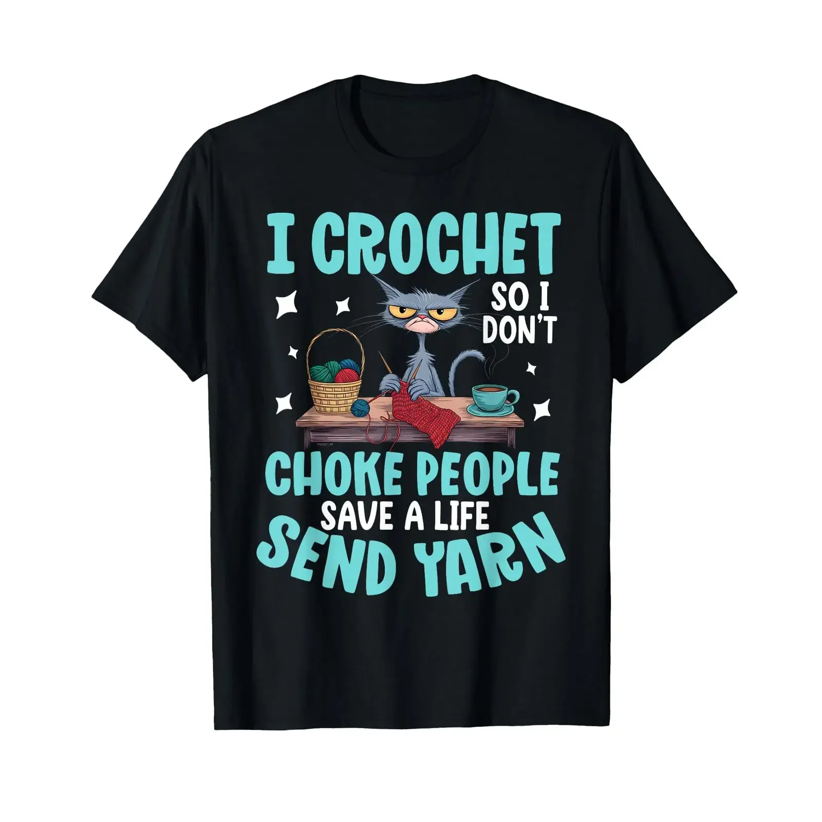 I Crochet So Don t Choke People Crocheting Shirt vintage Washed Versatile streetwear graphic Top For Everyday Wear Soft Stylish