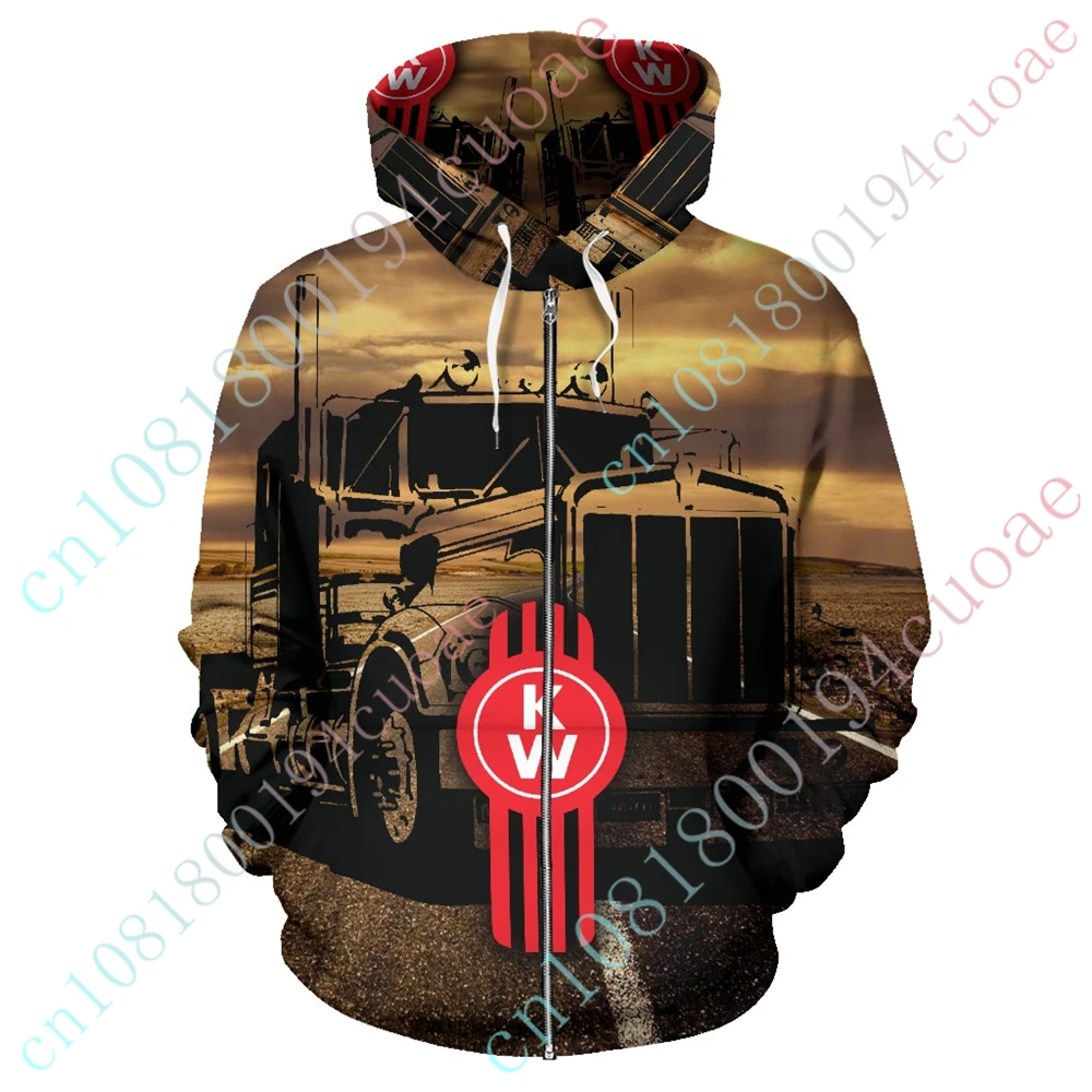 Kenworth Oversize Zip Hoodies Casual Sweatshirt Unisex Clothing Harajuku Pullover Top Anime Hoodies For Men Women Custom Logo