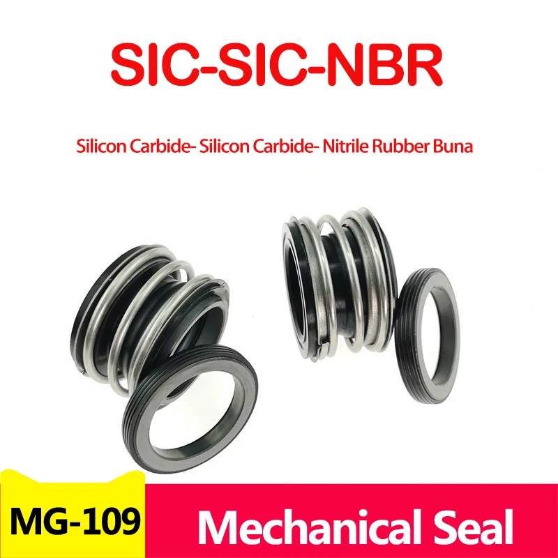 MG1/109 12/14/15/16/17/18/19/20-110mm SiC-SiC -Nitrile Rubber Buna(NBR) Mechanical Shaft Seal Single Spring For Water Pump