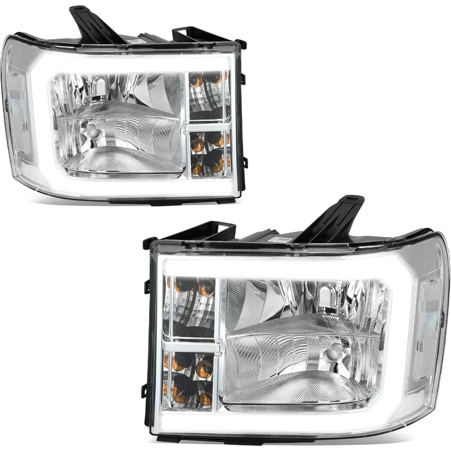 

Светодиодные фары DRL в сборе для грузовиков GMC Sierra 1500 20072014 GMC Sierra 2500 HD и 3500 HD 2007 года, хромированный корпус с Clea
