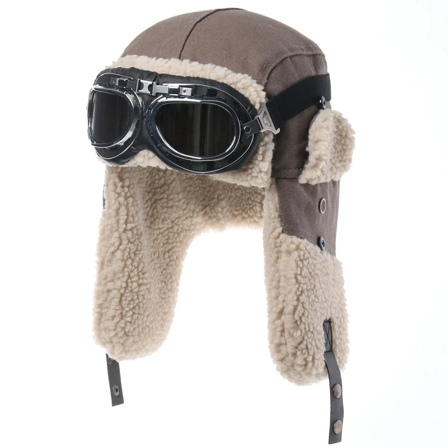 Removable Goggle Compatible Ushanka Winter Hat, Wind‑Resistant Thick Earflap Ski Hat For Cold Northeast