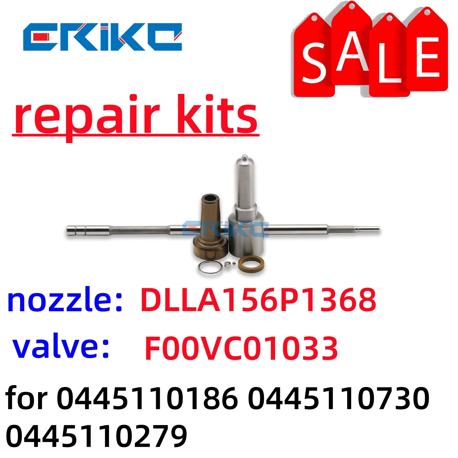 For 0445110186 0445110730 0445110279 VALVE F00VC01033 Nozzle DLLA156P1368 (0433171848) Fuel Injector Repair Kits