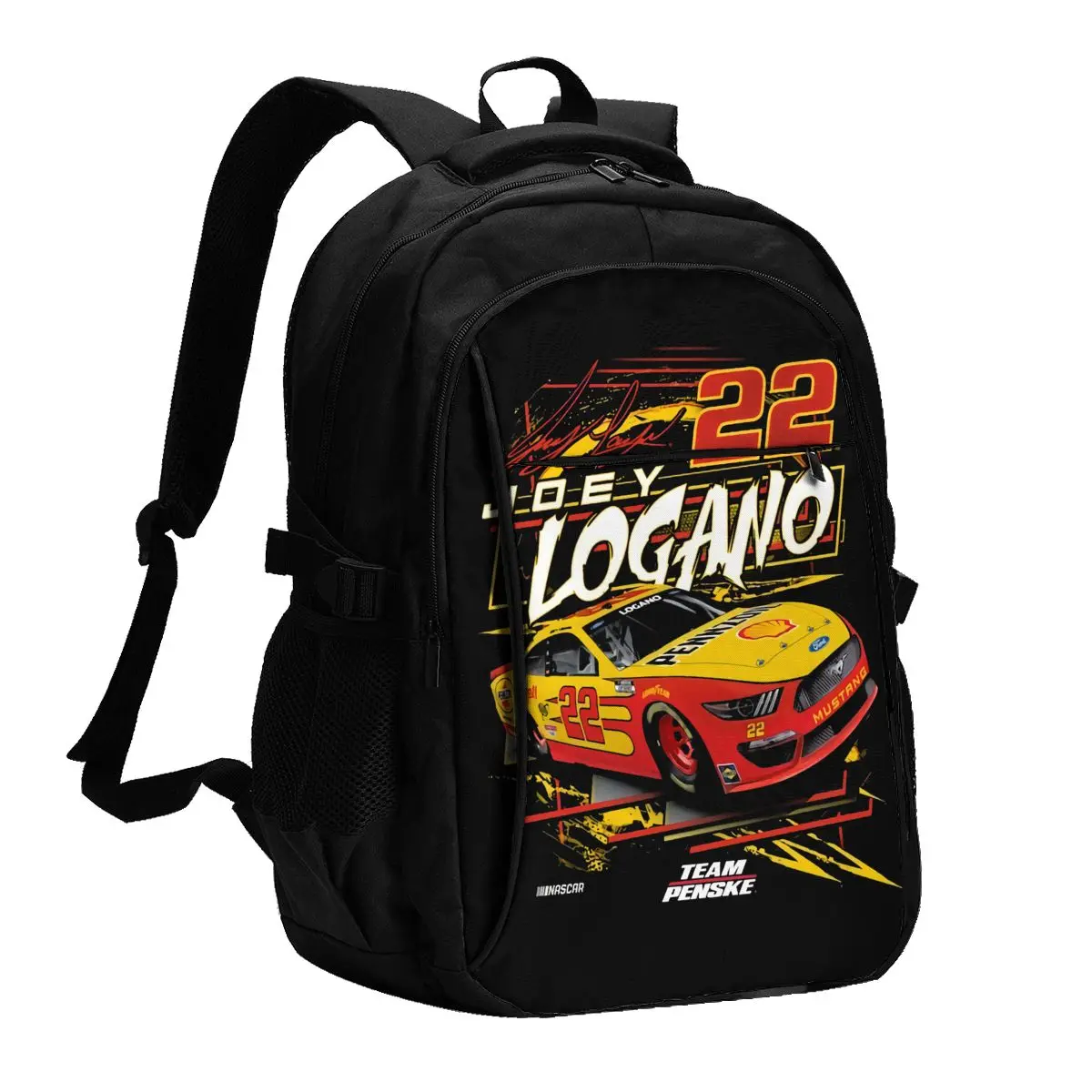 Joey Logano 22 Travel Laptop Backpack, Business Water Resistant Backpack with USB Charging Port, College Bag for Men & Women