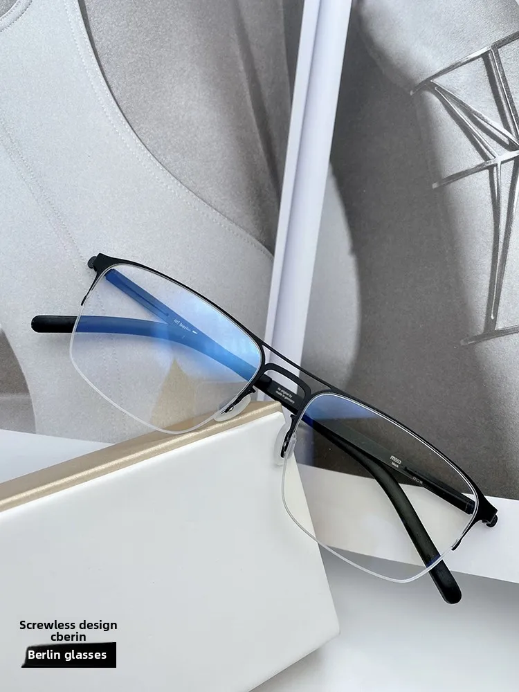 

German Sle Screwl Design Berlin Glasses Medical Steel eet Only 8g Busin Semi-frame Double B ICBerlin Frame