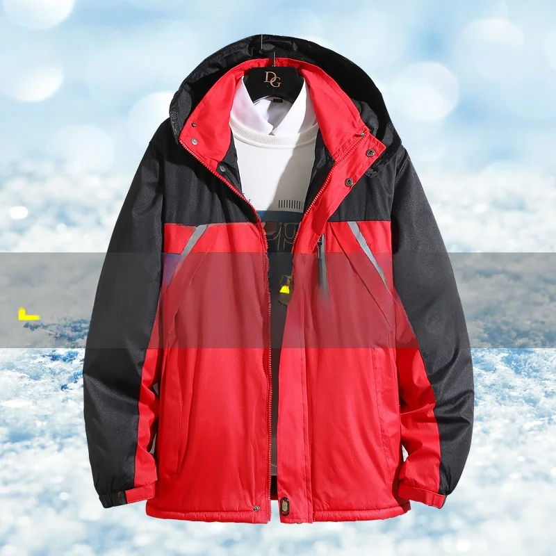 

Winter Thiened Fce Lined Jaet with Hood Workwear Cotton Clothes Men's Large Size Labor Protection Clothing Warm Cold P...