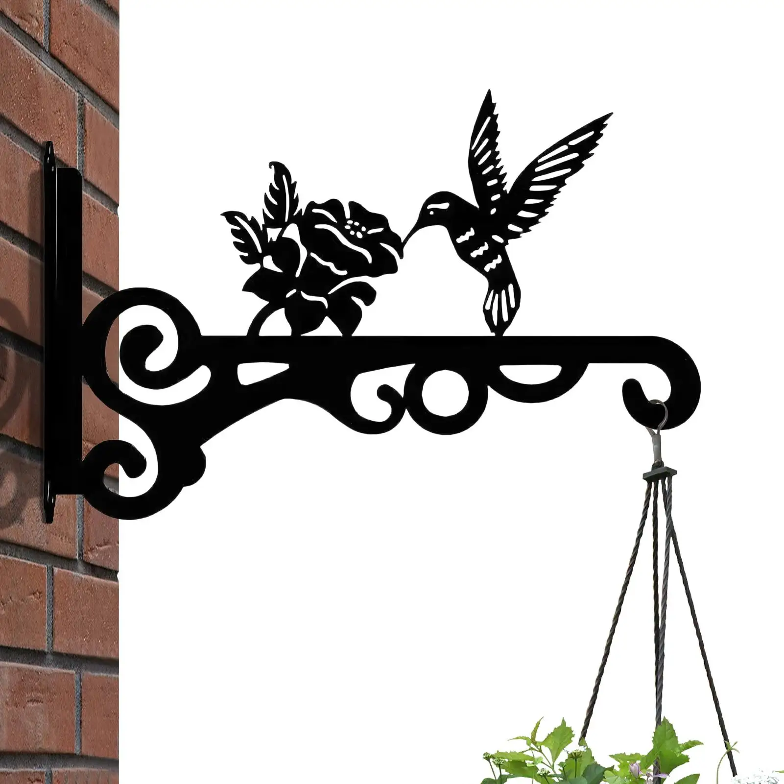 Outdoor Plant Hanger Hummingbird Hanging Plant Basket Metal Hanging Plant Stand Wall Mounted Hooks Outdoor Flower Pot Hook